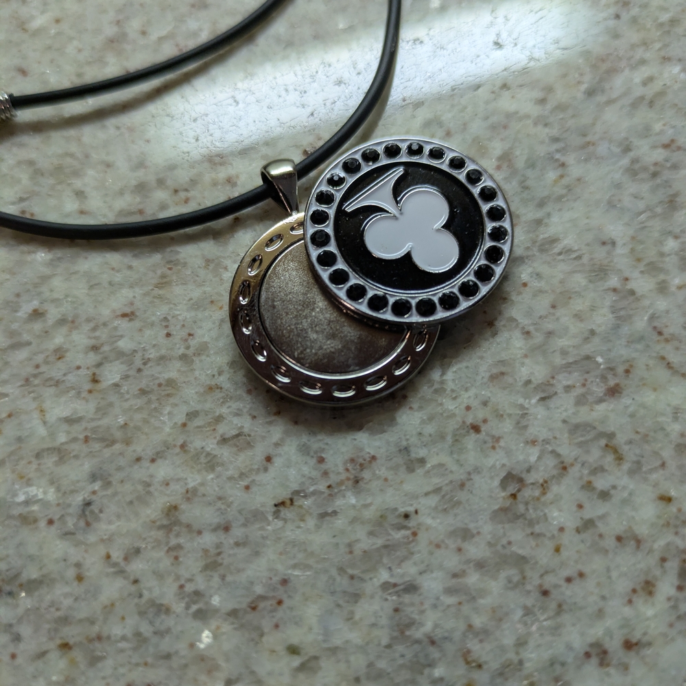 Fun Golf Marker Black and Silver Pendant Necklace, Giggle Golf